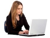 business woman working on a laptop