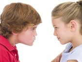 Honey, Don’t Stare Brother and sister staring at each other